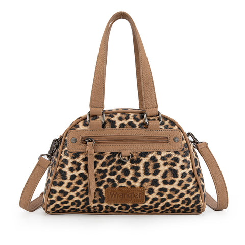 WG399-5112  Wrangler Leopard Print Satchel/Crossbody Bag-BR-LP