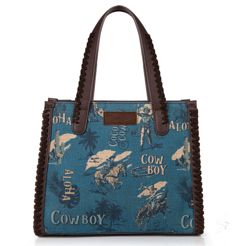 WG60-8317 Wrangler Vintage Retro Cowboy Cool Print Satchel/Crossbody -Jean