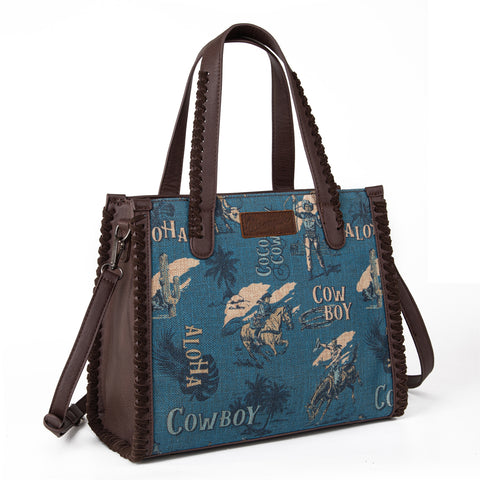 WG60-8317 Wrangler Vintage Retro Cowboy Cool Print Satchel/Crossbody -Jean