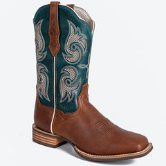 PLT-203610   Western Women's Embroidered Evergreen Cowgirl Full Grain Leather Boots