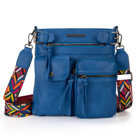 MWC-100ABL  Montana West Multi Pockets Crossbody Bag - Blue