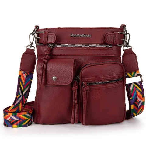 MWC-100ABDY  Montana West Multi Pockets Crossbody Bag - Burgundy