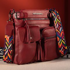 MWC-100ABDY  Montana West Multi Pockets Crossbody Bag - Burgundy