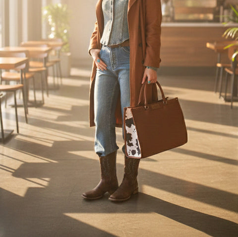 WG389-8119  Wrangler Carry-All Large Tote Work Tote /Crossbody - Cow-Brown