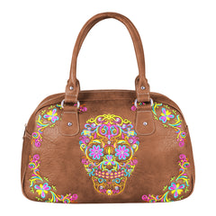 MW326-5110 Montana West Sugar Skull Collection Duffle Bag - Brown