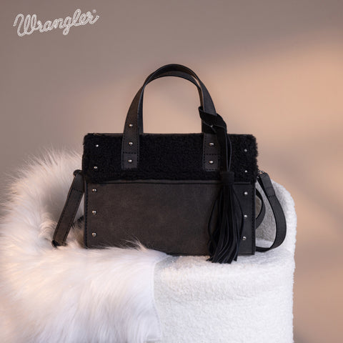 WG160-6011  Wrangler Sherpa Tote Crossbody - Black