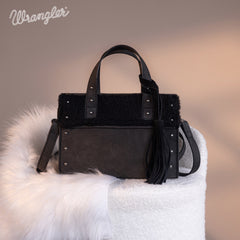 WG160-6011  Wrangler Sherpa Tote Crossbody - Black