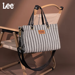 LEE55-001  LEE Striped Collection Canvas Carry-All Tote Bag