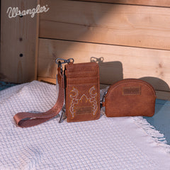 WG145-W007  Wrangler Embroidered Bi-Fold Wallet - Brown