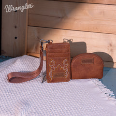 WG145-W007  Wrangler Embroidered Bi-Fold Wallet - Brown