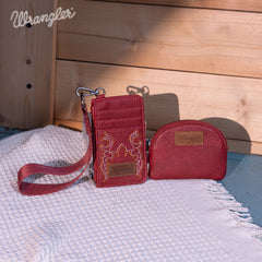 WG145-W007  Wrangler Embroidered Bi-Fold Wallet - Red