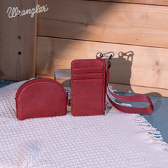 WG145-W007  Wrangler Embroidered Bi-Fold Wallet - Red