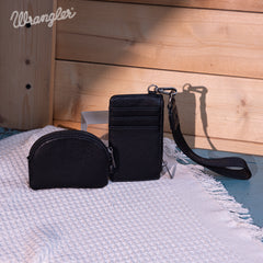 WG145-W007  Wrangler Embroidered Bi-Fold Wallet - Black
