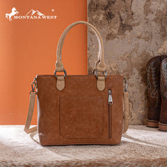 MW1356-8260  Montana West Western Tooled Aztec Concealed Carry Tote/Crossbody