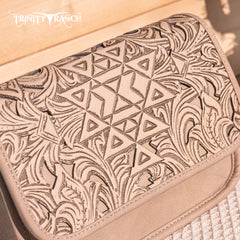 TR190-8367   Trinity Ranch Floral Aztec Tooled Crossbody