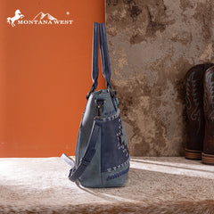 MW1356-8260  Montana West Western Tooled Aztec Concealed Carry Tote/Crossbody
