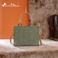 MW1356-8322  Montana West Western Tooled Aztec Tote/ Crossbody