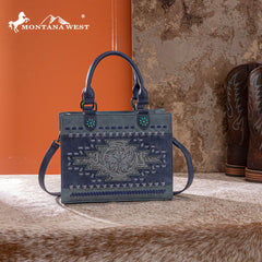 MW1356-8322  Montana West Western Tooled Aztec Tote/ Crossbody