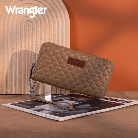 WG214-W064  Wrangler Quilted Design RFID Wallet /Wristlet - Khaki