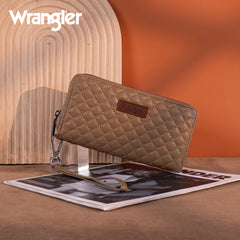 WG214-W064  Wrangler Quilted Design RFID Wallet /Wristlet - Khaki