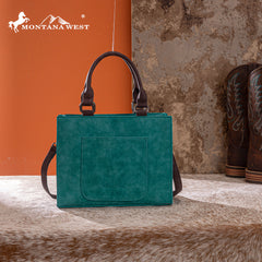 MW1356-8322  Montana West Western Tooled Aztec Tote/ Crossbody