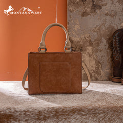 MW1356-8322  Montana West Western Tooled Aztec Tote/ Crossbody