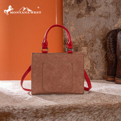 MW1356-8322  Montana West Western Tooled Aztec Tote/ Crossbody
