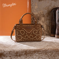 WG337-2003  Wrangler Embroidered Swirl  Mini Satchel/ Crossbody - Brown