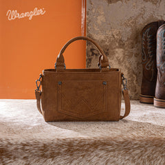 WG337-2003  Wrangler Embroidered Swirl  Mini Satchel/ Crossbody - Brown