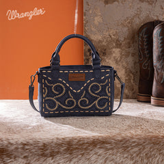 WG337-2003  Wrangler Embroidered Swirl  Mini Satchel/ Crossbody -Navy