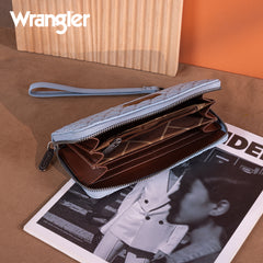 WG214-W064  Wrangler Quilted Design RFID Wallet /Wristlet - Jean