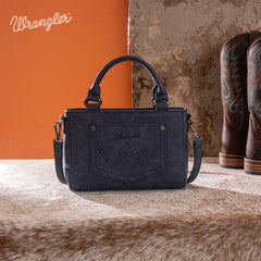 WG337-2003  Wrangler Embroidered Swirl  Mini Satchel/ Crossbody -Navy