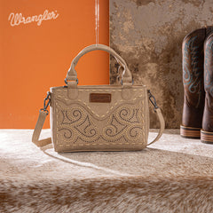WG337-2003  Wrangler Embroidered Swirl  Mini Satchel/ Crossbody -Tan