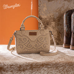 WG337-2003  Wrangler Embroidered Swirl  Mini Satchel/ Crossbody -Tan