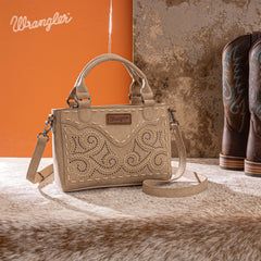 WG337-2003  Wrangler Embroidered Swirl  Mini Satchel/ Crossbody -Tan