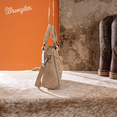 WG337-2003  Wrangler Embroidered Swirl  Mini Satchel/ Crossbody -Tan