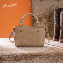 WG337-2003  Wrangler Embroidered Swirl  Mini Satchel/ Crossbody -Tan