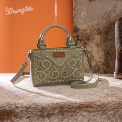 WG337-2003  Wrangler Embroidered Swirl  Mini Satchel/ Crossbody - Green