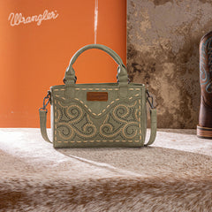 WG337-2003  Wrangler Embroidered Swirl  Mini Satchel/ Crossbody - Green
