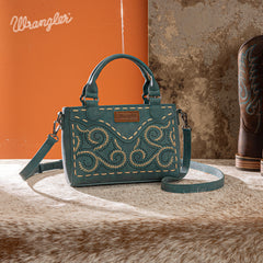 WG337-2003  Wrangler Embroidered Swirl  Mini Satchel/ Crossbody - Turquoise