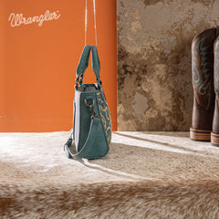 WG337-2003  Wrangler Embroidered Swirl  Mini Satchel/ Crossbody - Turquoise