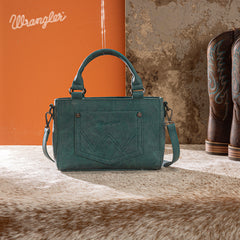 WG337-2003  Wrangler Embroidered Swirl  Mini Satchel/ Crossbody - Turquoise