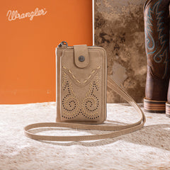 WG337-183  Wrangler Western Stitch RFID Phone Crossbody Wallet/Crossbody - Tan