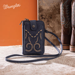 WG337-183  Wrangler Western Stitch RFID Phone Crossbody Wallet/Crossbody -Navy