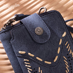 WG337-183  Wrangler Western Stitch RFID Phone Crossbody Wallet/Crossbody -Navy