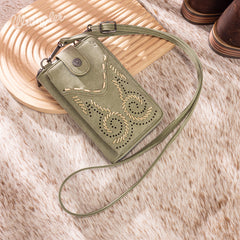 WG337-183  Wrangler Western Stitch RFID Phone Crossbody Wallet/Crossbody -Green