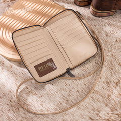 WG337-183  Wrangler Western Stitch RFID Phone Crossbody Wallet/Crossbody - Tan