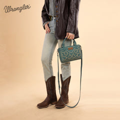 WG337-2003  Wrangler Embroidered Swirl  Mini Satchel/ Crossbody - Turquoise
