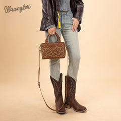 WG337-2003  Wrangler Embroidered Swirl  Mini Satchel/ Crossbody - Brown