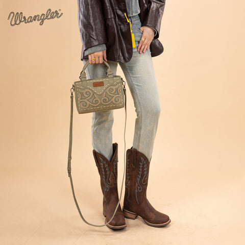 WG337-2003  Wrangler Embroidered Swirl  Mini Satchel/ Crossbody - Green